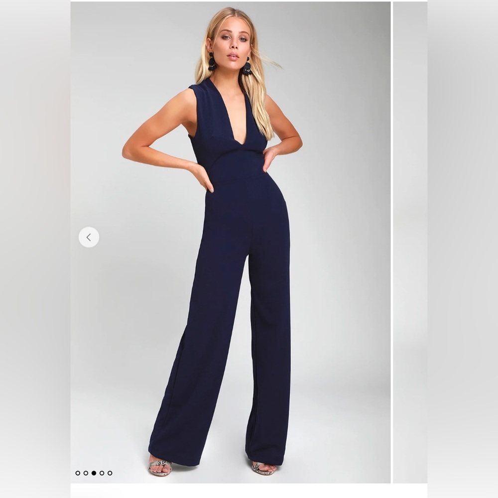Lulus Navy Blue Backless Jumpsuit